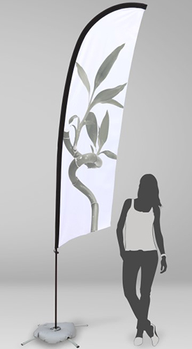 Impresión de fly banner modelo surf