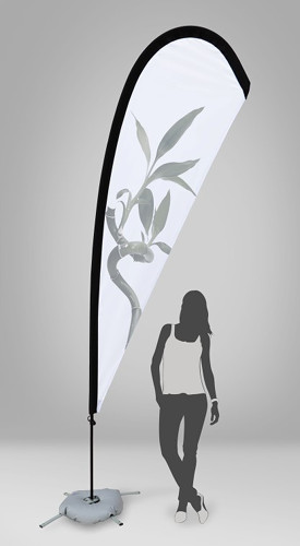 Impresión de fly banner modelo lágrima