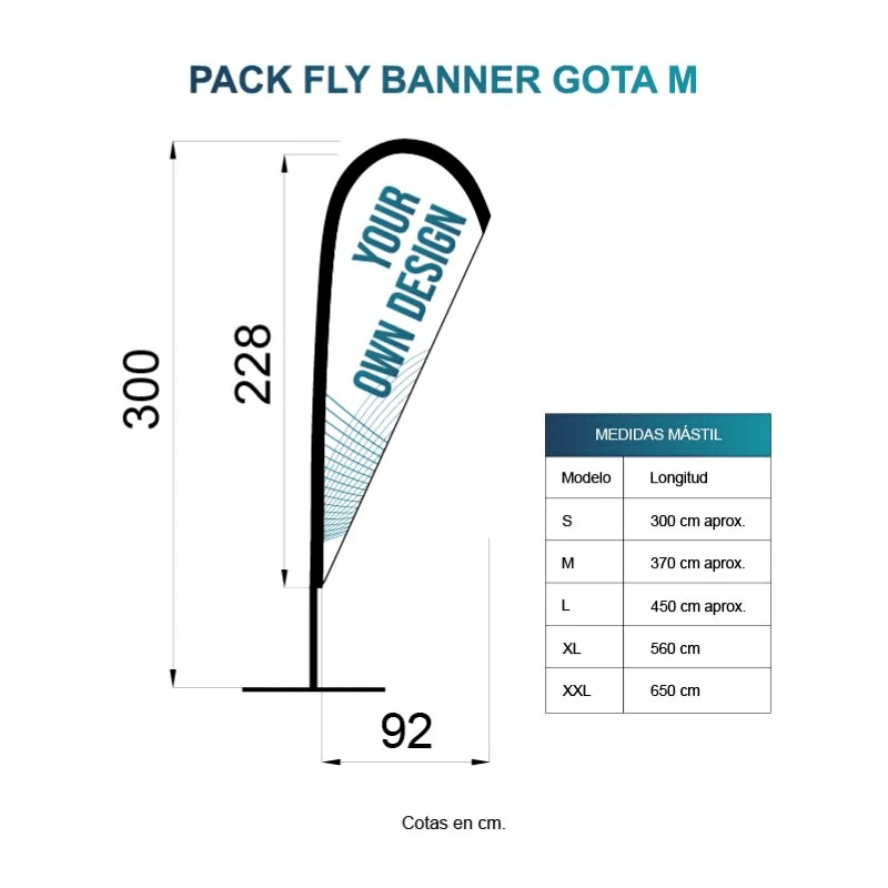 Impresión de fly banner modelo lagrima o banderas publicitarias en Alcobendas (Madrid)
