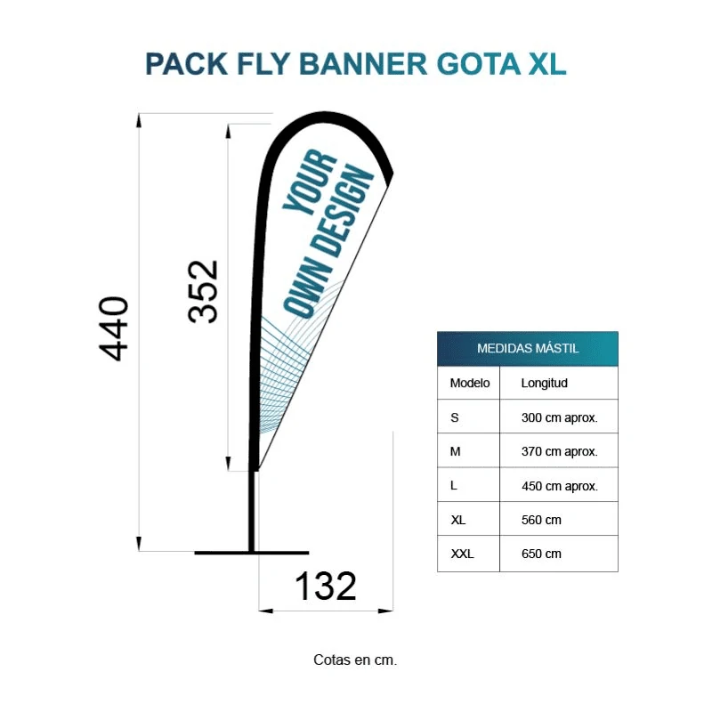 Impresión de fly banner modelo lagrima o banderas publicitarias en Alcobendas (Madrid)