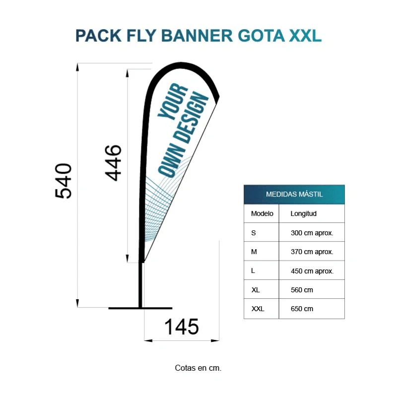 Impresión de fly banner modelo lagrima o banderas publicitarias en Alcobendas (Madrid)