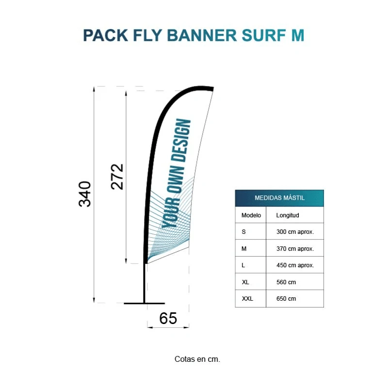Impresión de fly banner modelo surf o banderolas publicitarias en Alcobendas (Madrid)